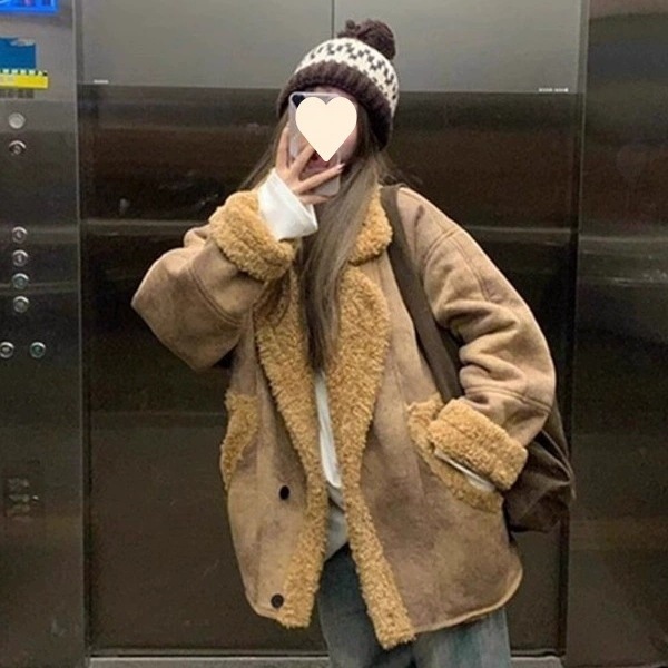 レザー&ファー一体 スエードアウター レディース 2025年新作 秋冬季 品質いいな新品 加厚 ブラウン ライダージャケット レザージャケット