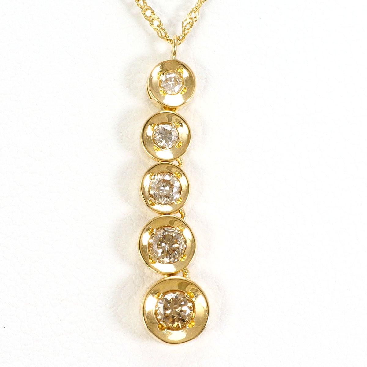 K18 18金 YG イエローゴールド ネックレス ブラウンダイヤモンド 0.3 ct 総重量約2.0g 約42cm 中古
