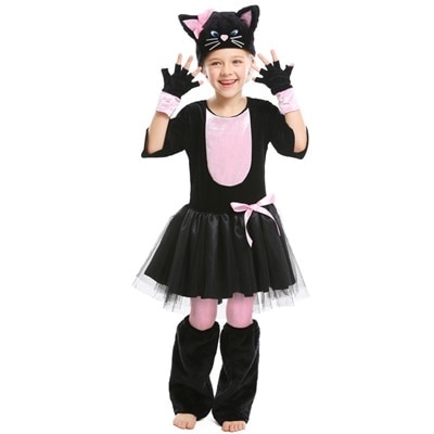 5点セットコスプレワンピース子供変装仮装パーティーイベントコスチューム.ハロウィン可愛い猫