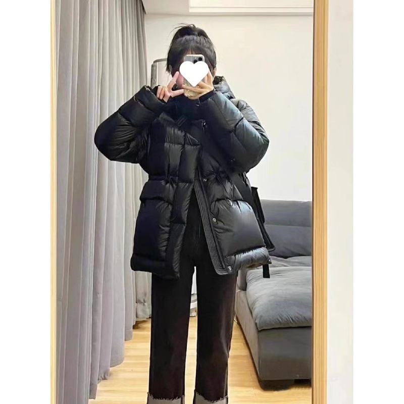 ダウンジャケットレディースショートルーズ2025冬新作ホワイトダックダウン痩身ウエスト肥厚人気フード付きジャケットトレンディ