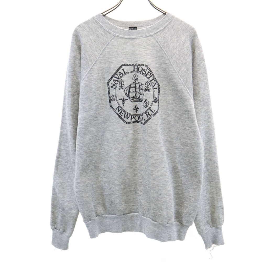 70s ヴィンテージ 沖縄米軍海軍病院 US NAVY 長袖 スウェット トレーナー グレー 裏起毛 NAVAL HOSPITAL メンズ 8,194円