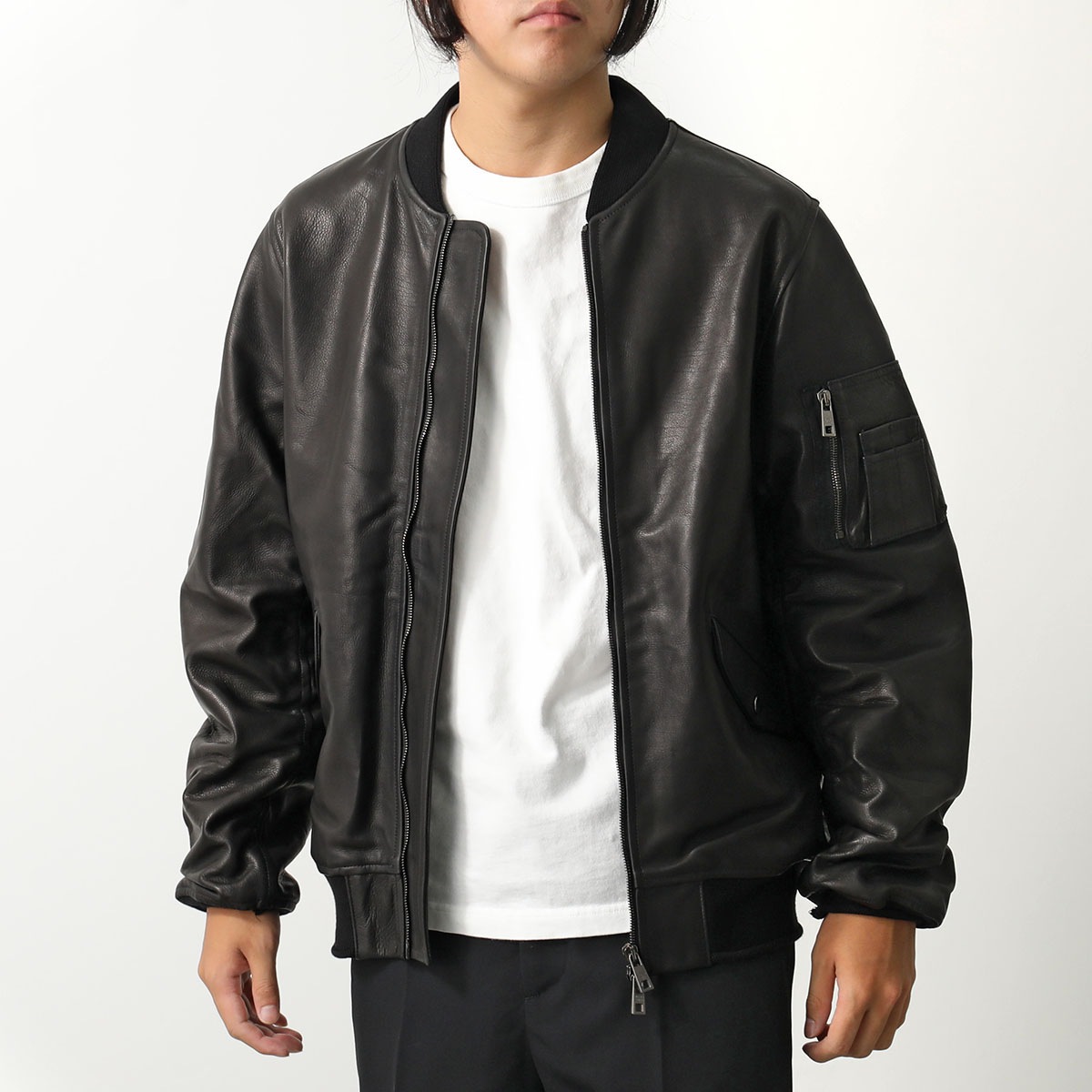 GIORGIO BRATO ジョルジオ ブラート レザージャケット GU24S14095NAPS メンズ ブルゾン ジップアップ フライトジャケット MA-1 nero