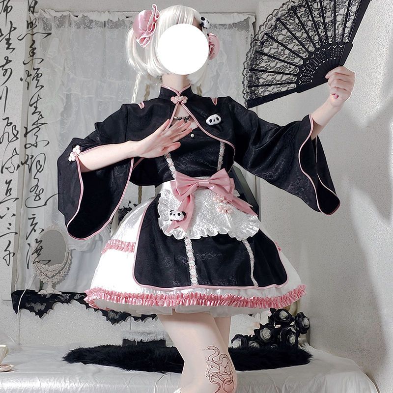 大人気ロリスーツコスプレコスプレ ロリータ如意ニャース拳中華メイド風カン肩jskセット2色選択可能 ワンピース 制服 韓国ファッション レディース 脚魅せミニスカート