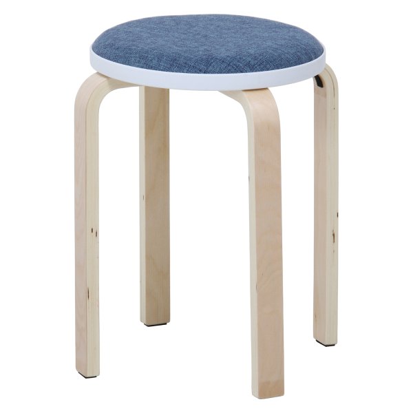 [C/D:14190] [セット数:6pcs] ファブリック曲木スタッキングスツール ブルー