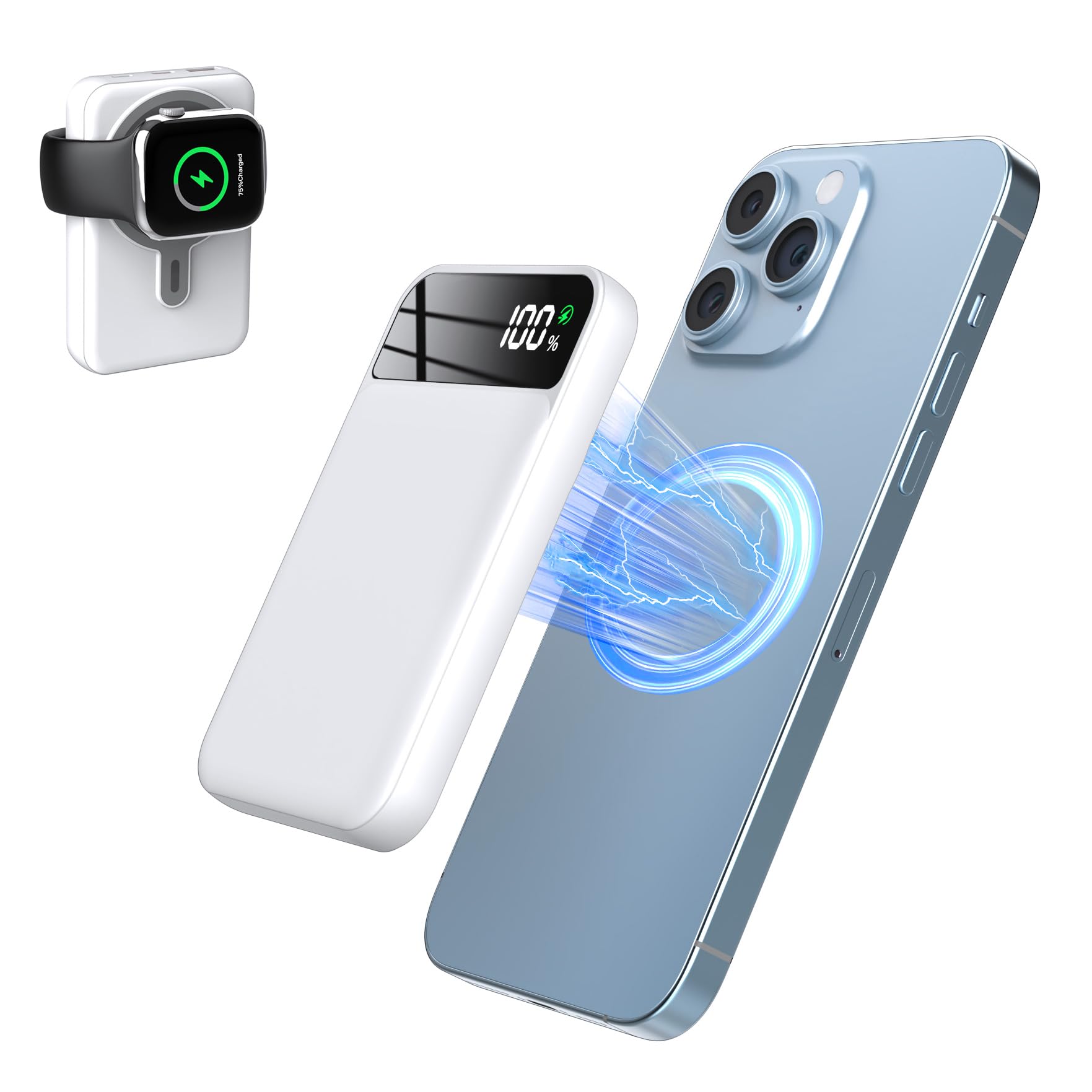 ワイヤレスモバイルバッテリー【Magsafe対応＆10000mAh大容量＆2024新モデル】モバイルバッテリー マグネット式 15Wワイヤレス充電 モバイル・バッテリー Type-C入出力ポートPD2