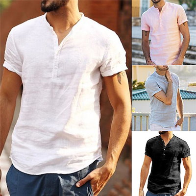 Tシャツ メンズファッション 半袖 夏 vネック トップ...のサムネイル