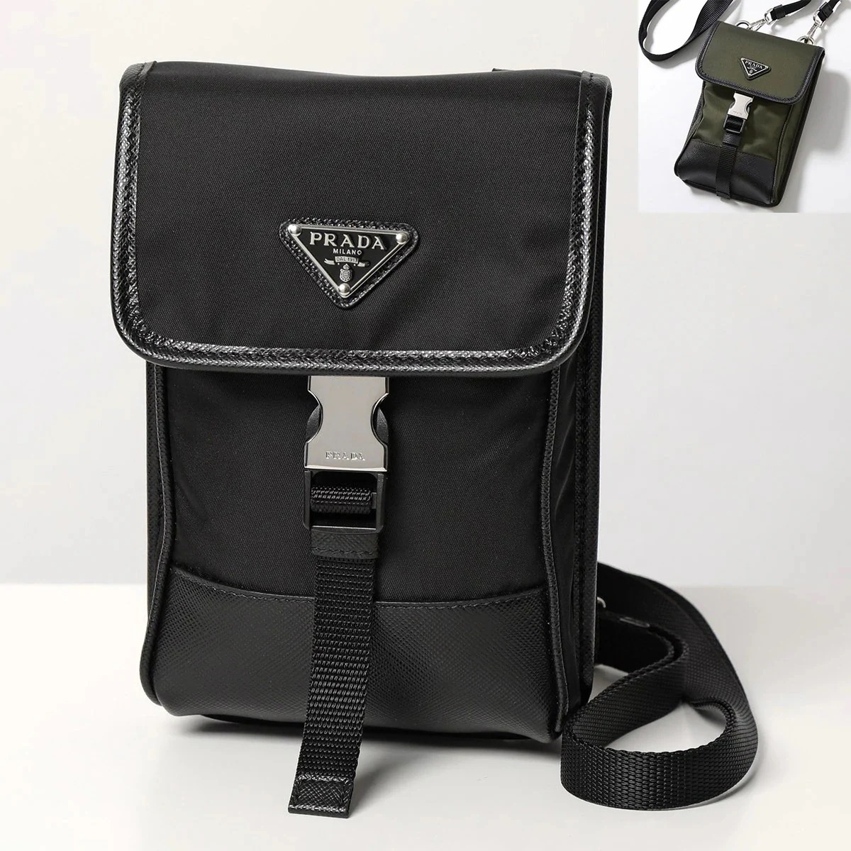 PRADA プラダ 2ZH109 2DMH ショルダーストラップ付き ReNylon レザー スマートフォンケース スマホケース ショルダーバッグ ポシェット