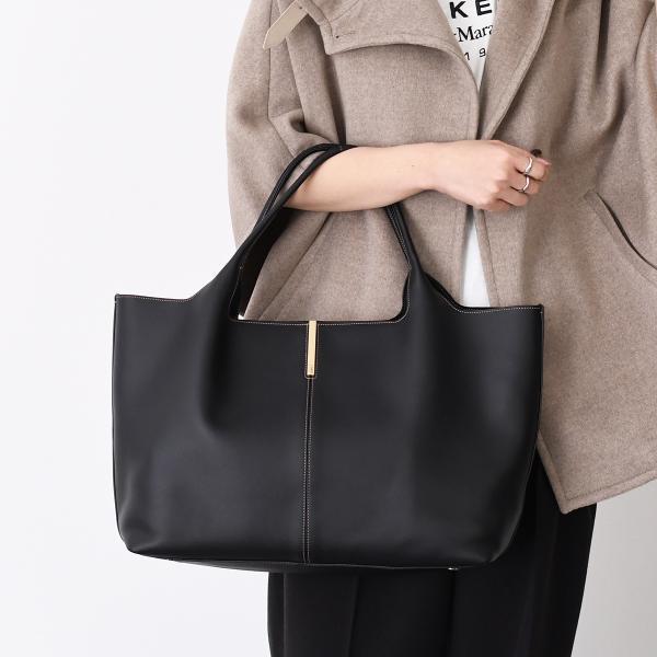 バッグ レザー ショッピングトートバッグ ミディアム XBWEBRA0300UBL レディース ブラック カーフレザー マグネット開閉 ロゴ A4収納可能
