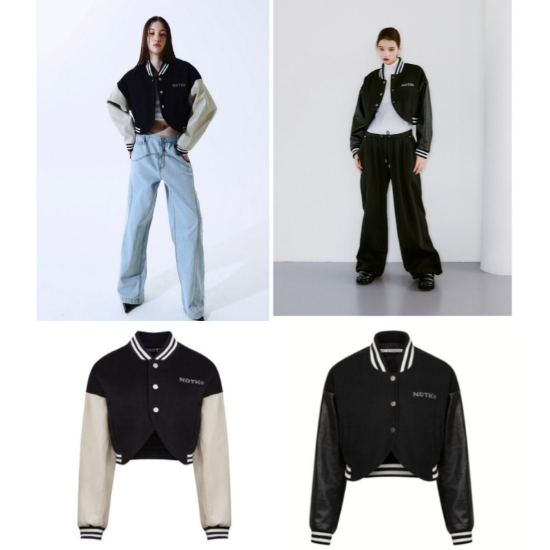 【NOT KNOWING】Le sserafim ルセラフィム着用クロップスタジャン　Crop Curved Varsity Jumper