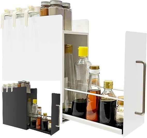 ママ倉 隠せる調味料ラック台所用 調味料ラック ホワイト Amazon
