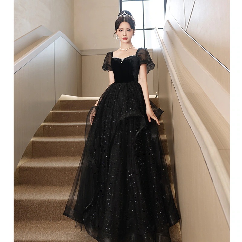 黒い宴会のタキシードのスカートはフランス式で軽くて豪華です ドレス 5,274円