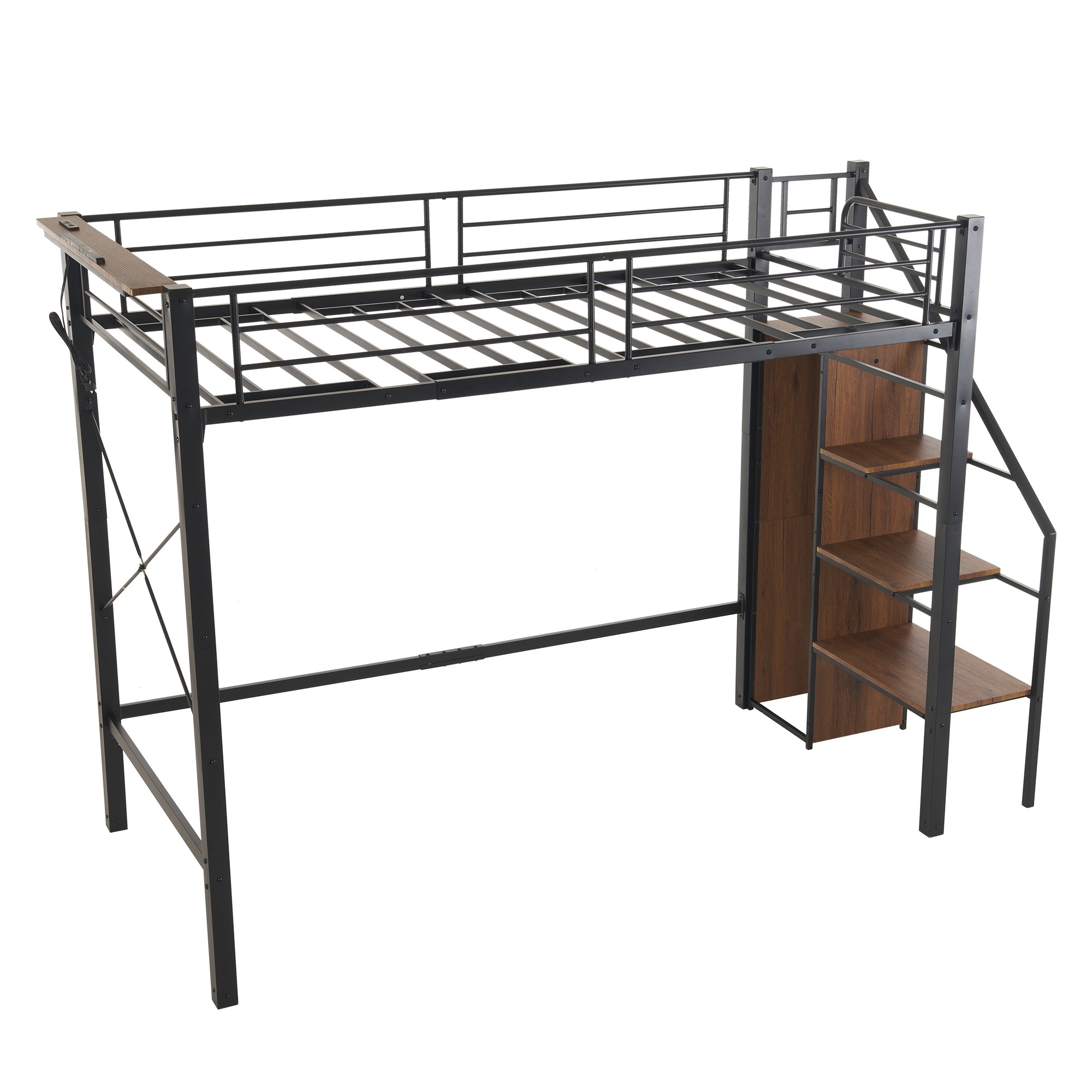 【当日出荷/797】システムベット ロフトベッド シングル コンセント付き 収納付き ラック棚付き 耐荷重150kg 北欧風 二段ベッド 部屋二段ベッド スチール 耐震