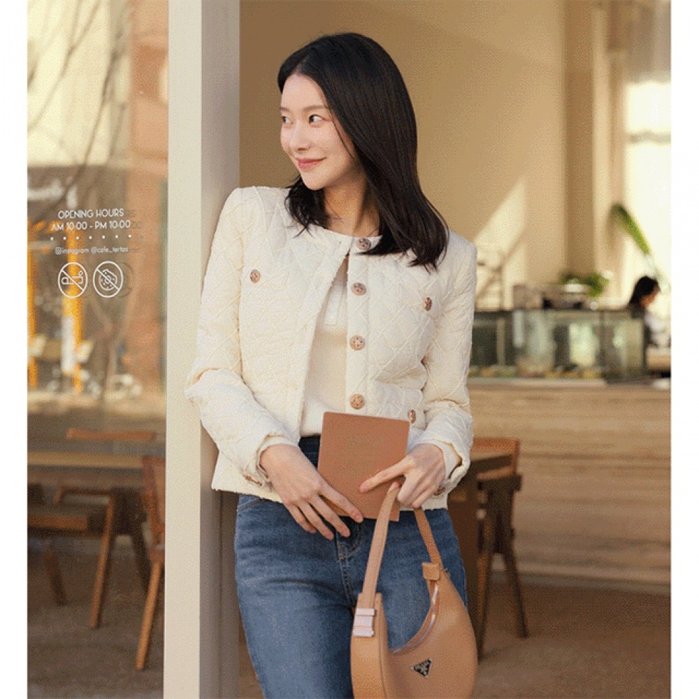 Click & Funny Muen キルトキルトツイードジャケット [SMLサイズ]