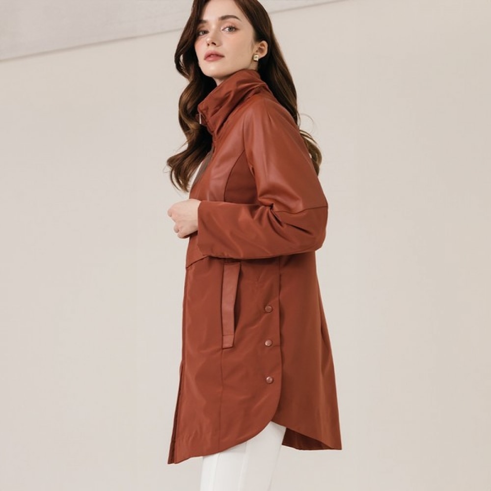 [マックスカルティッジオ] レザーカラースプリングハーフジャンパー