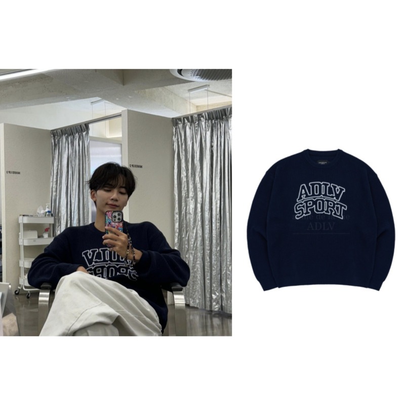 【SEVENTEEN ジョンハン着用】 SPORTY PRINTING KNIT NAVY