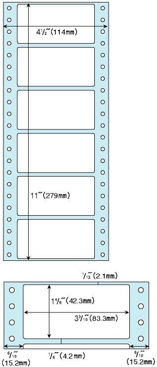 ドットプリンタ用ラベル タック6面 1500シート入 SB354