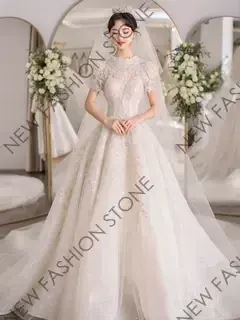 G 軽ウェディングドレス2024新型フレンチ小柄な逃げ姫重工レトロウェディングドレス-97