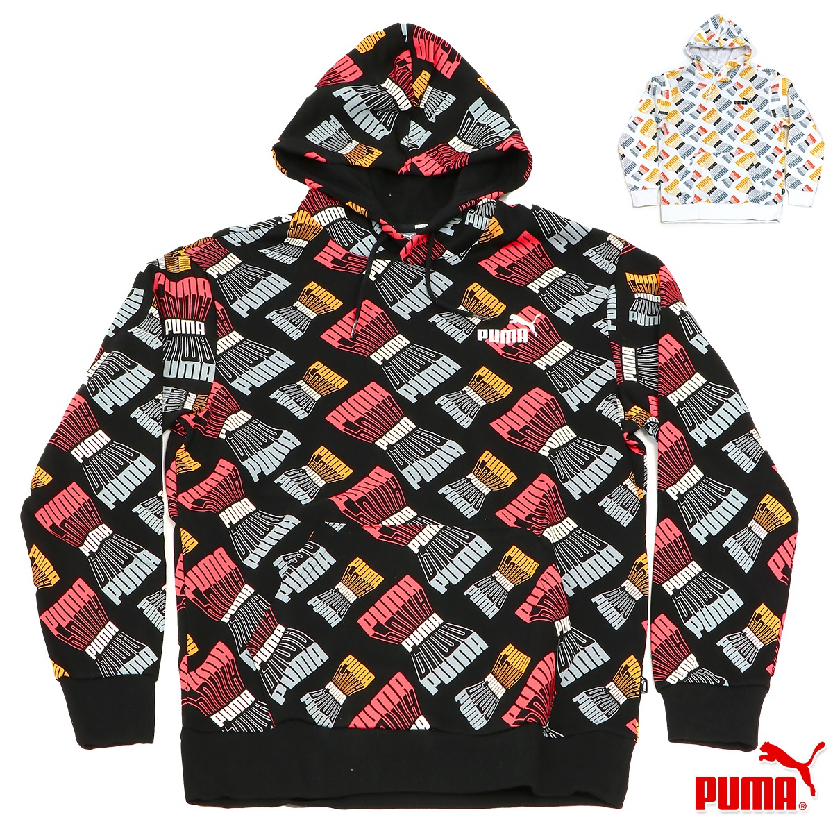 LOGO REPEAT AOP HOODIE メンズ/男性用 /スウェット ブラック/ホワイト M/L 674349