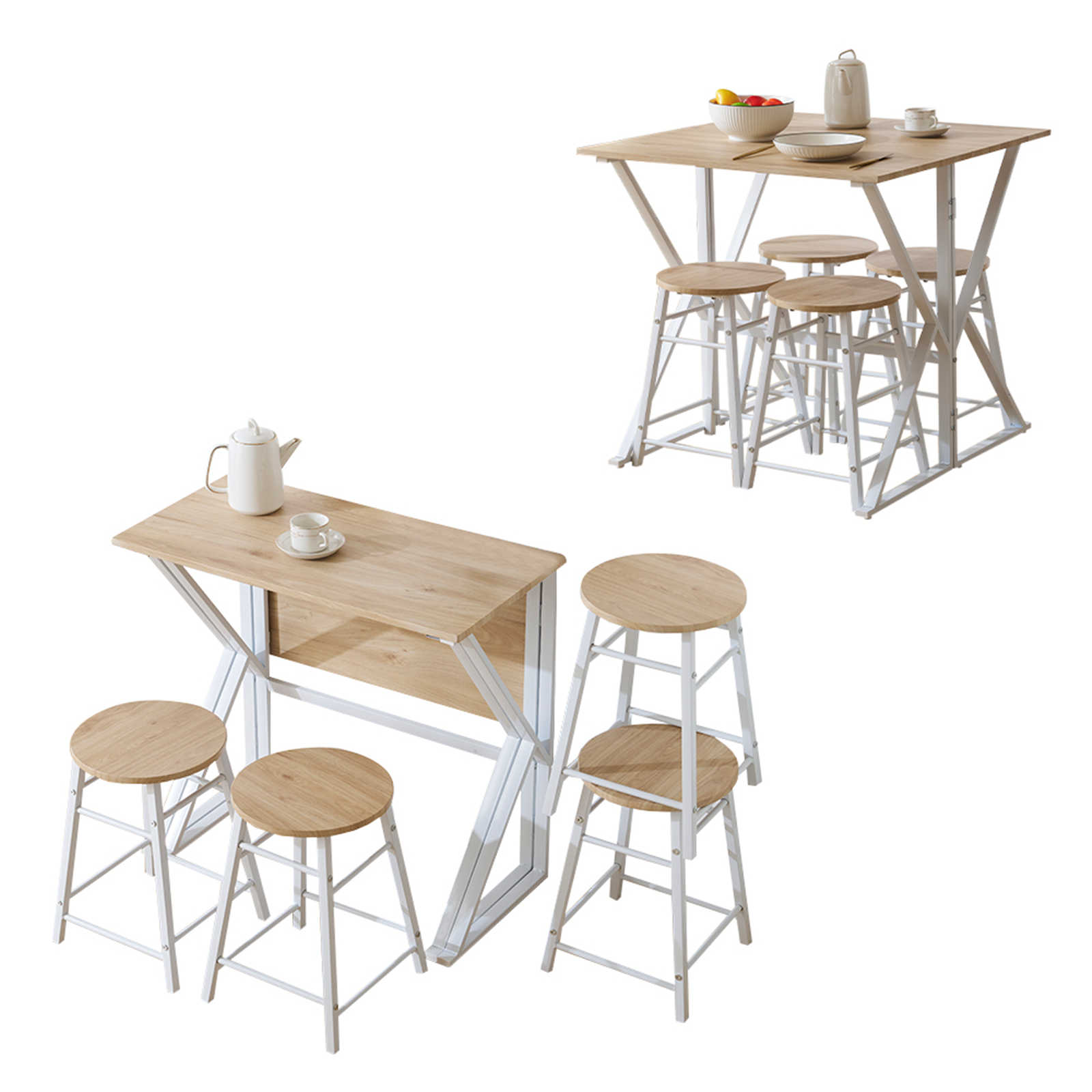 【日本国内出荷-3日で配達】韓国版 ファッション ダイニングテーブルセット4人用 5点セット ダイニング セット スチール 食卓 ベンチ4脚 コンパクトおしゃれ DJYC186