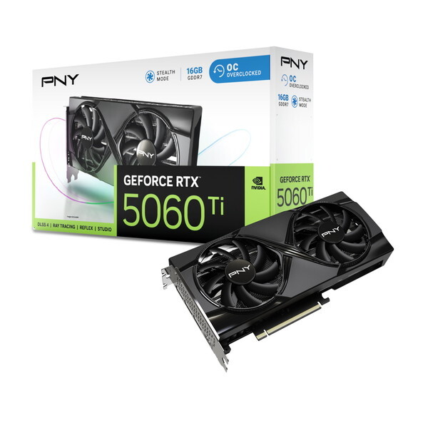 PNY VCG5060T16DFXPB1-O ブラック PNY GeFORCE RTX 5060 Ti 16GB Overclocked Dualfan グラフィックボード
