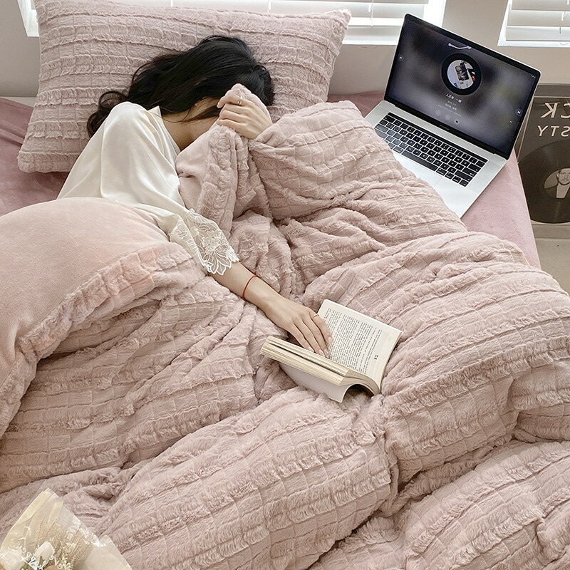 寝具 セット 冬用 厚手 タヌキファー シルキー コットン ベッドカバー シングル ダブル 2m 護理用