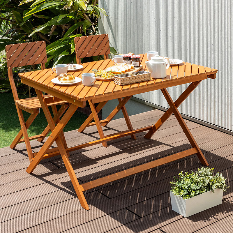 ガーデンテーブル 幅120cm ガーデン テーブル 机 屋外 おしゃれ バルコニー 屋外 アウトドア 庭 ベランダ テラス 折り畳み 天然木 ガーデンファニチャー