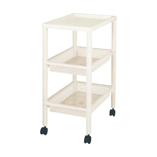 （まとめ） アスベル ユニットワゴンスリム330 3段 ホワイト 7319 1台 5セット