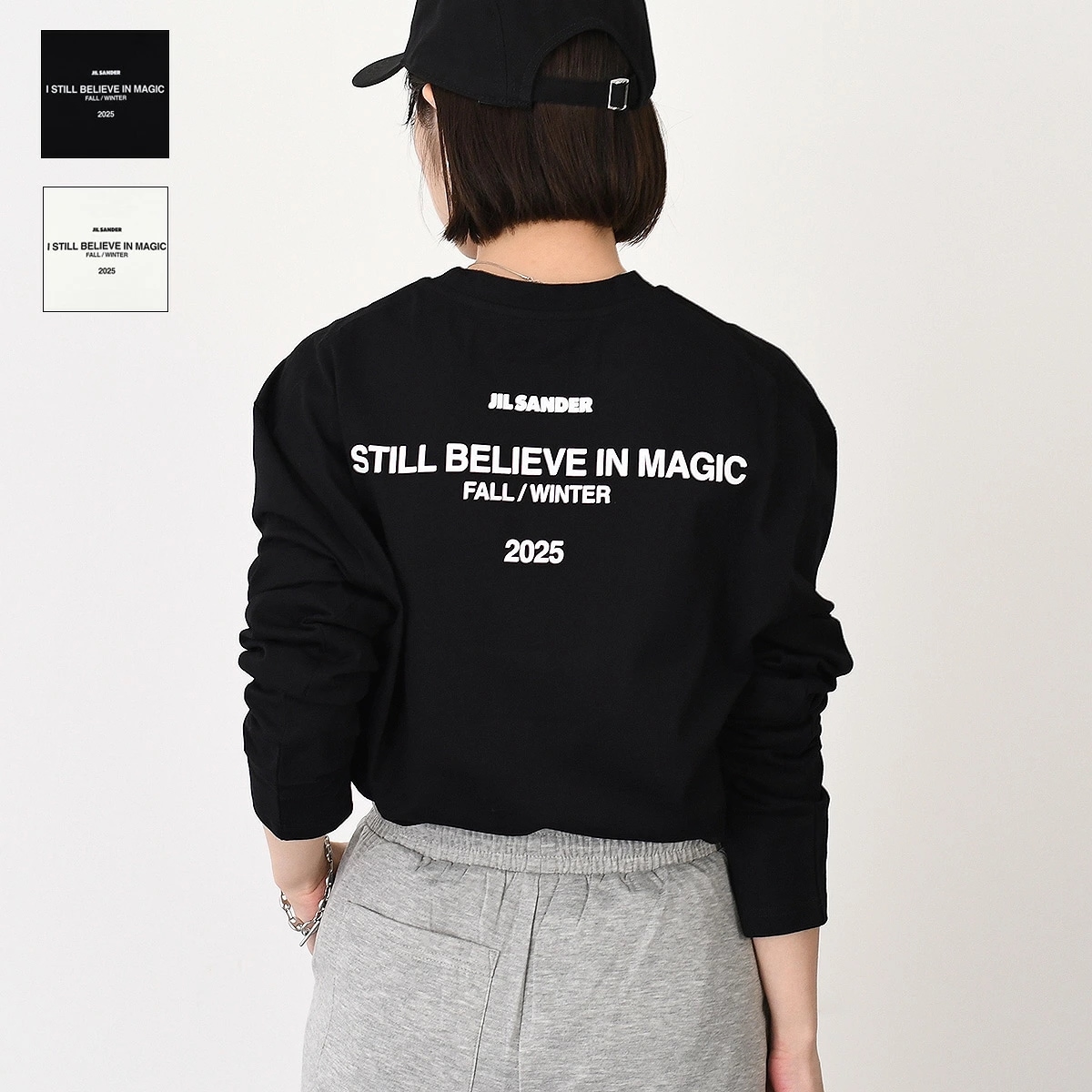 Tシャツ Jil Sanderロゴ バック プリント コットン クルーネック 長袖Tシャツ J22GC0188 J46219