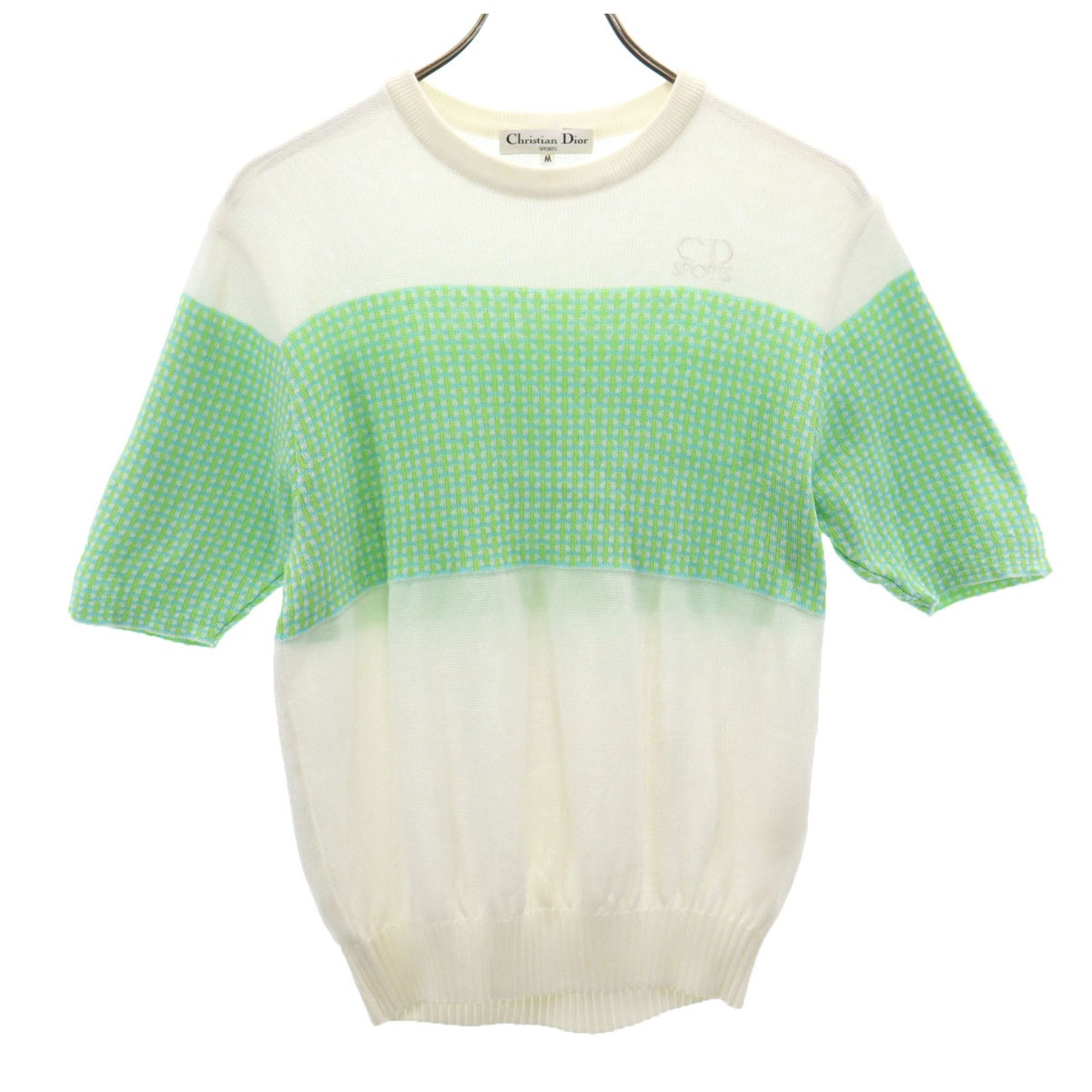 Christian Dior SPORTS クリスチャンディオールスポーツ 90s オールド 半袖 ニット M ホワイト レディース 古着