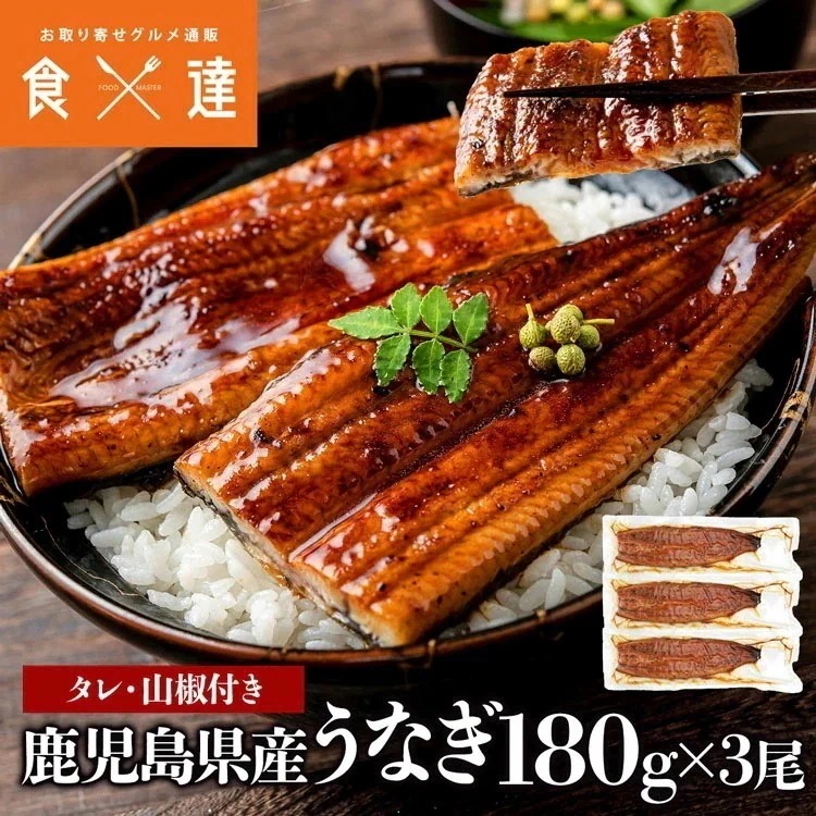 うなぎ 鰻 国産 無投薬 約180g x 3尾 鹿児島県産 ウナギ 蒲焼き 土用丑 山田水産 ギフト お取り寄せグルメ 食品 指定日不可