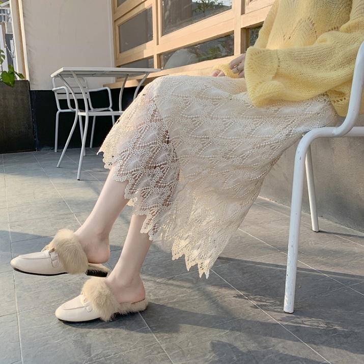 レーススカート スカート ボトムス フレアスカート ミモレ ミモレ丈 レース ハイウエスト 透け感 シースルー かわいい 大人可愛い きれいめ シンプル カジュアル 大人 上品 おしゃれ お洒落