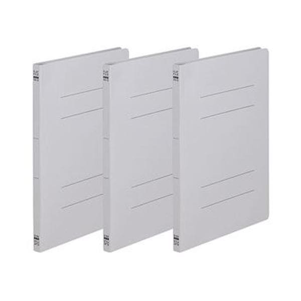 （まとめ）TANOSEE フラットファイル（ノンステープルタイプ）A4タテ 150枚収容 背幅18mm グレー 1パック（3冊）100セット