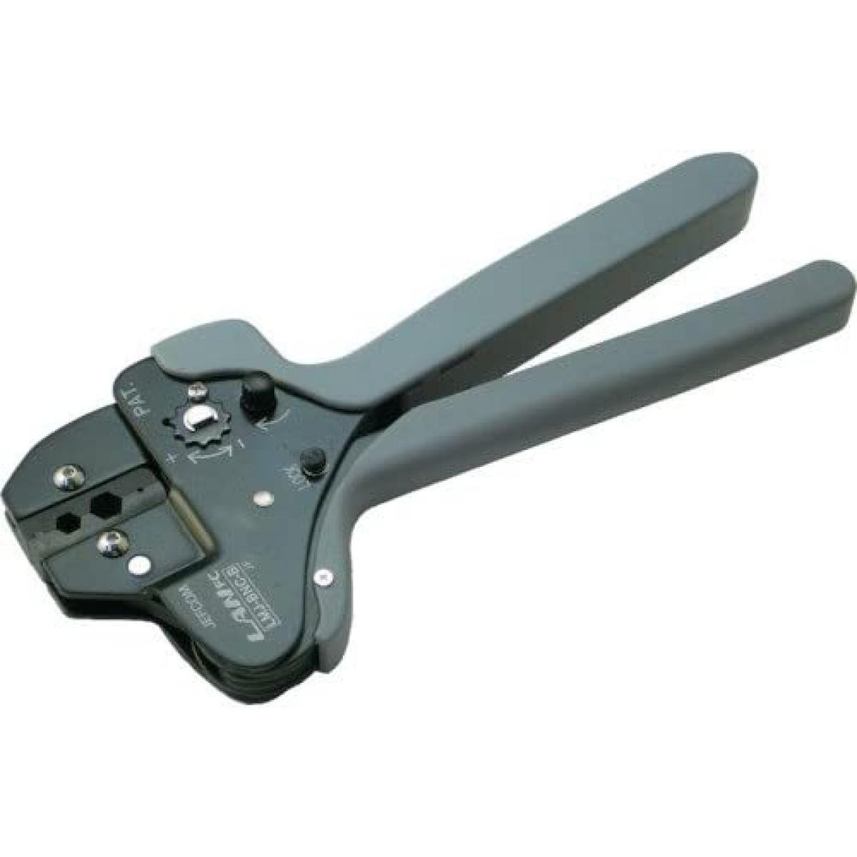 デンサン BNCコネクター圧着工具 LMJ-BNC-A ラチェット機構付 L字グリップ 片手 DENSAN
