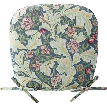 川島織物セルコン モリスデザインスタジオ レスターアカンサス ダイニングシートクッション 45×43Vcm LN1714 ブルーグリーン