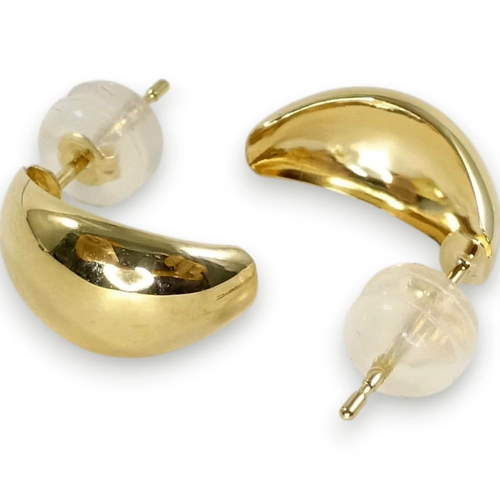 18金（K18） 甲丸ピアス 縦12mm横幅7.0mmのボリューム シンプル定番 オールラウンド型