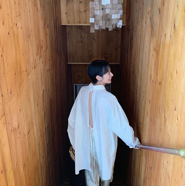 【送料無料】レディース オープンバック フロント＆バック 長袖 レースアップ ファッション