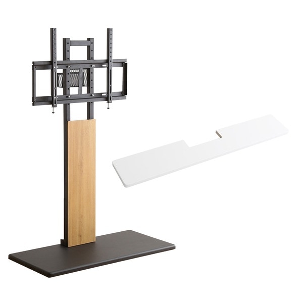 最大100インチ対応 頑丈テレビスタンド 専用サウンドバー棚板 セット 本体シャビーオーク／棚板ホワイト 組立品