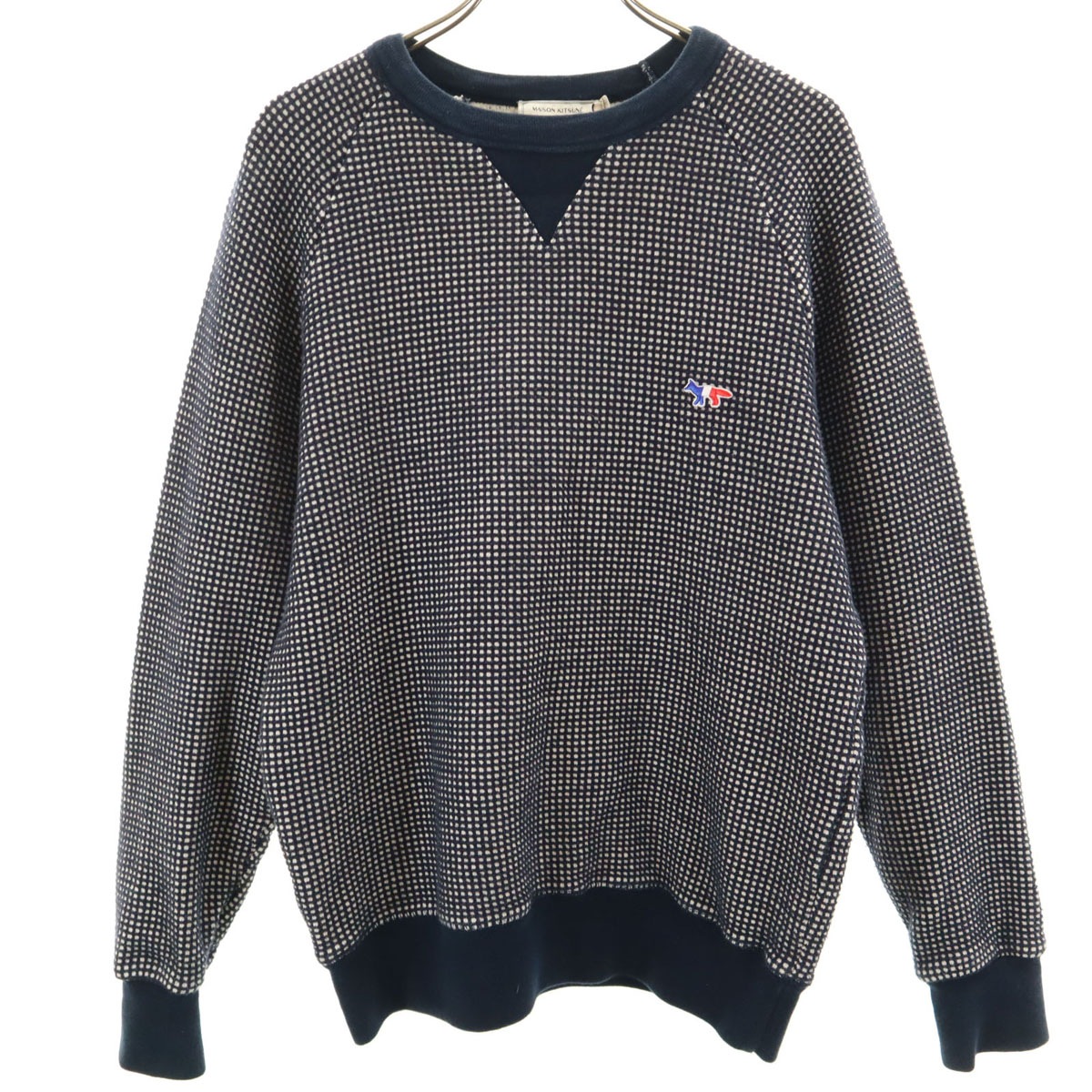 ポルトガル製 長袖 ワッフル ニット XS ネイビー メンズ 古着