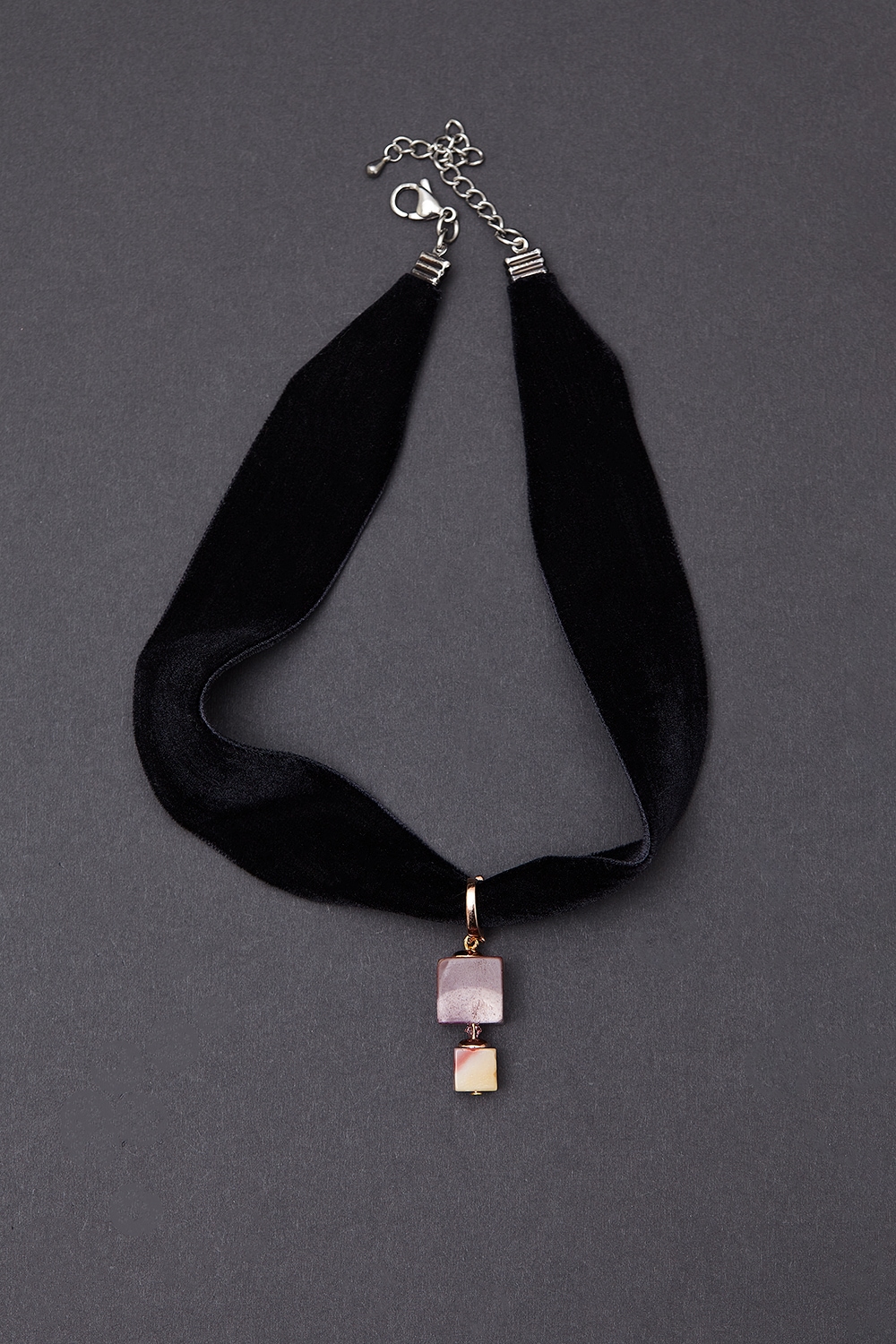 [HAZINA] Mookaite Velvet Choker Necklace (2.5cm)