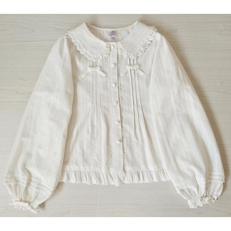 ロリータ ブラウス 長袖 レディース ゴスロリ クラロリ 姫ロリ コットン 選べる 厚手 暖か XS-2XL 秋冬春