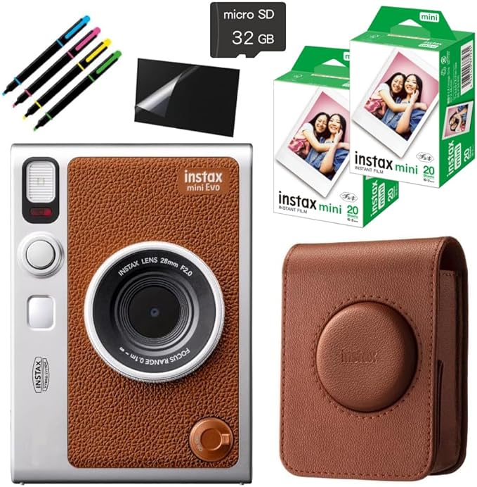 チェキ instax mini Evo＆ケース＆チェキフィルム40枚＆microSD32GB＆液晶保護フ
