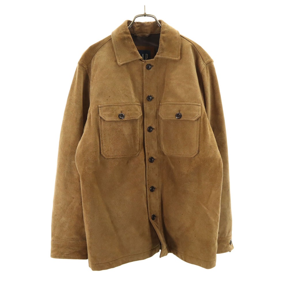 90s オールド 紺タグ スエード シャツジャケット S ベージュ メンズ