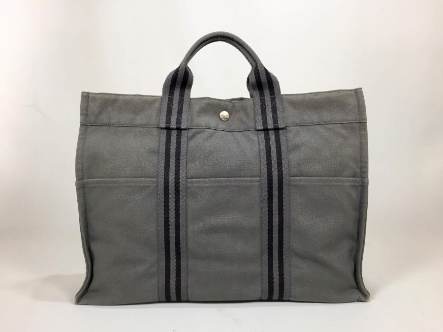 トートバッグ フールトゥ MM キャンバス グレーネイビー 中古品