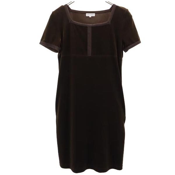 フォクシーラビッツ 日本製 半袖 ベロア調 ワンピース 40 ブラウン FOXEY RABBITS レディース