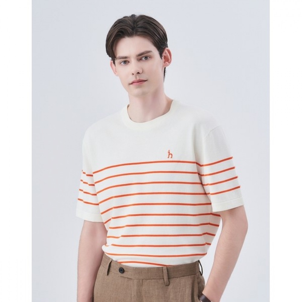 (ヘッジズ) 24SS オレンジマリンストライプショートスリーブニット HZSW4B563O2 11,594円