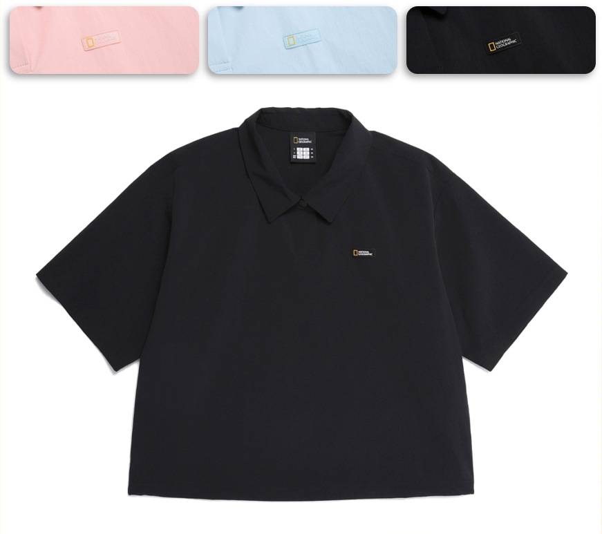 (W) アデリー 軽量 WOVEN STRETCH COLLAR T-SHIRT (N252WTS141)