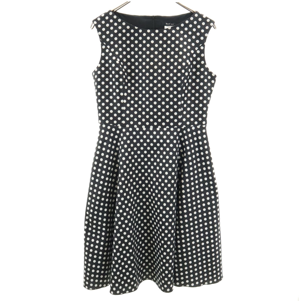 Rene basic ルネベーシック 日本製 ノースリーブ ワンピース 36 ブラック系 バックファスナー レディース 古着