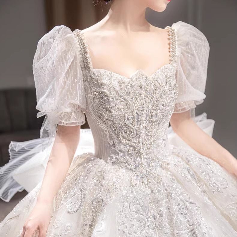 2025ウェディングドレス花嫁小さなシンな短いメイン糸150cmサマーハイエンド145短い人が結婚する