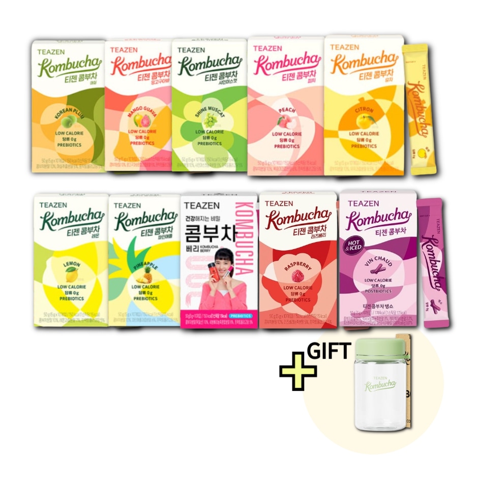 コンブチャ 10スティックX 10箱 混合(100スティック)+エコ ボトル / 콤부차 100스틱 / 低カロリー/ゼロシュガー/コンブチャ/乳酸菌/簡単スティックタイプ/健康飲料 6,056円