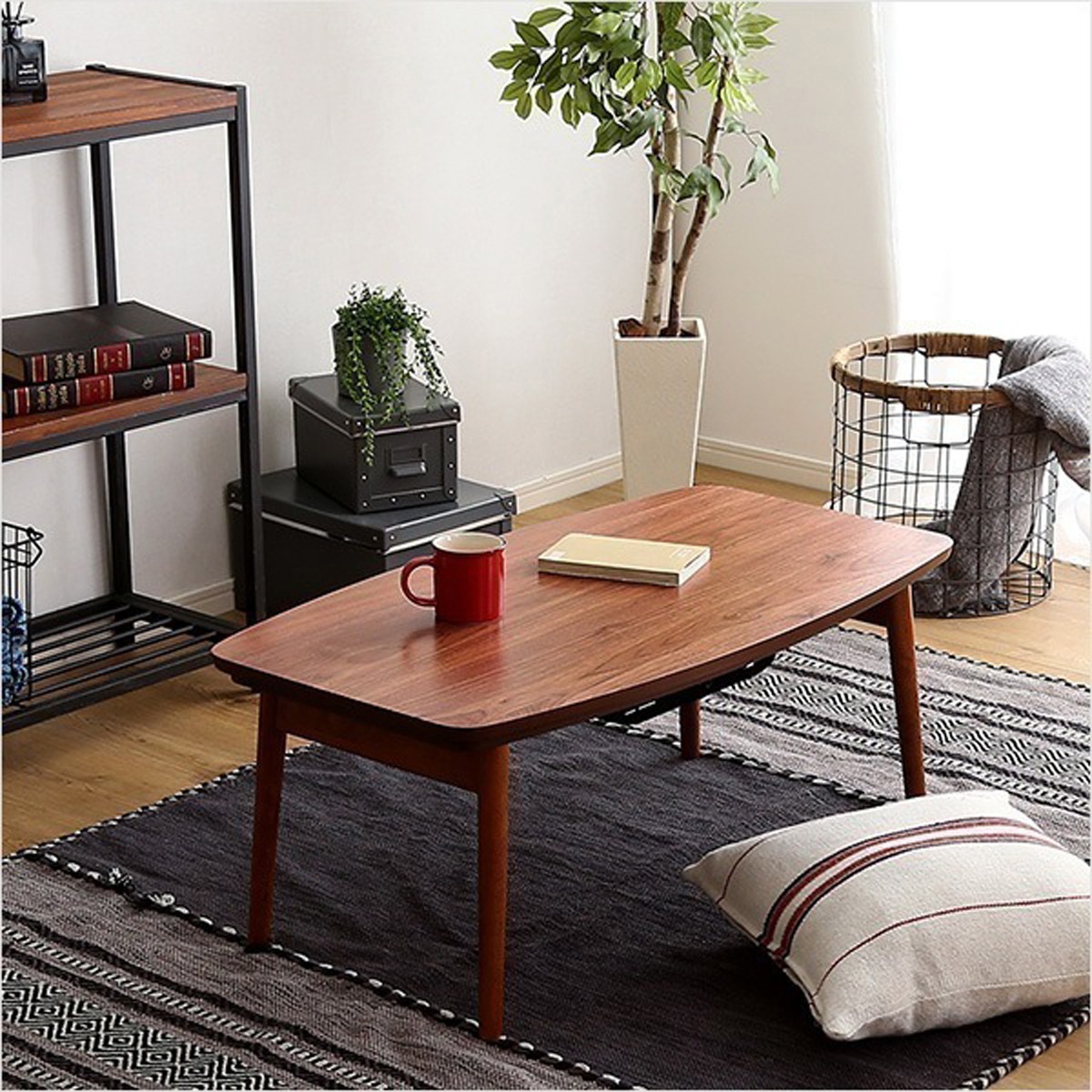 折りたたみ可能なこたつセンターテーブル 90×50cm幅 長方形 単品